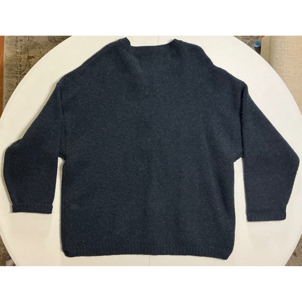 VTG Y2K Abercrombie Fitch Mens Navy Lambswool Henley Sweater XL Rugged Knit - Picture 2 of 5